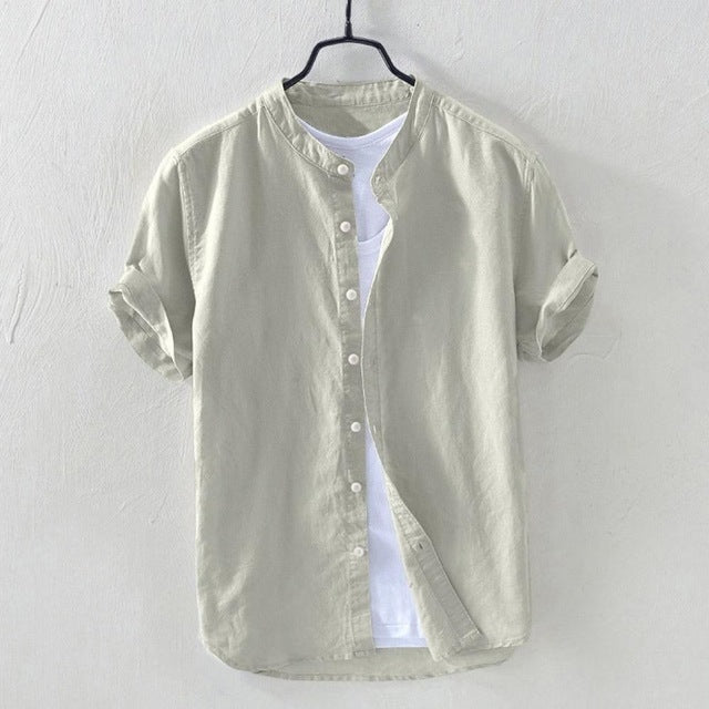 Oversized Short-Sleeved Cotton Beach Shirt - WAlMYe #