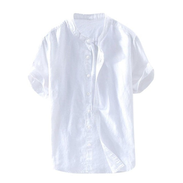 Oversized Short-Sleeved Cotton Beach Shirt - WAlMYe #