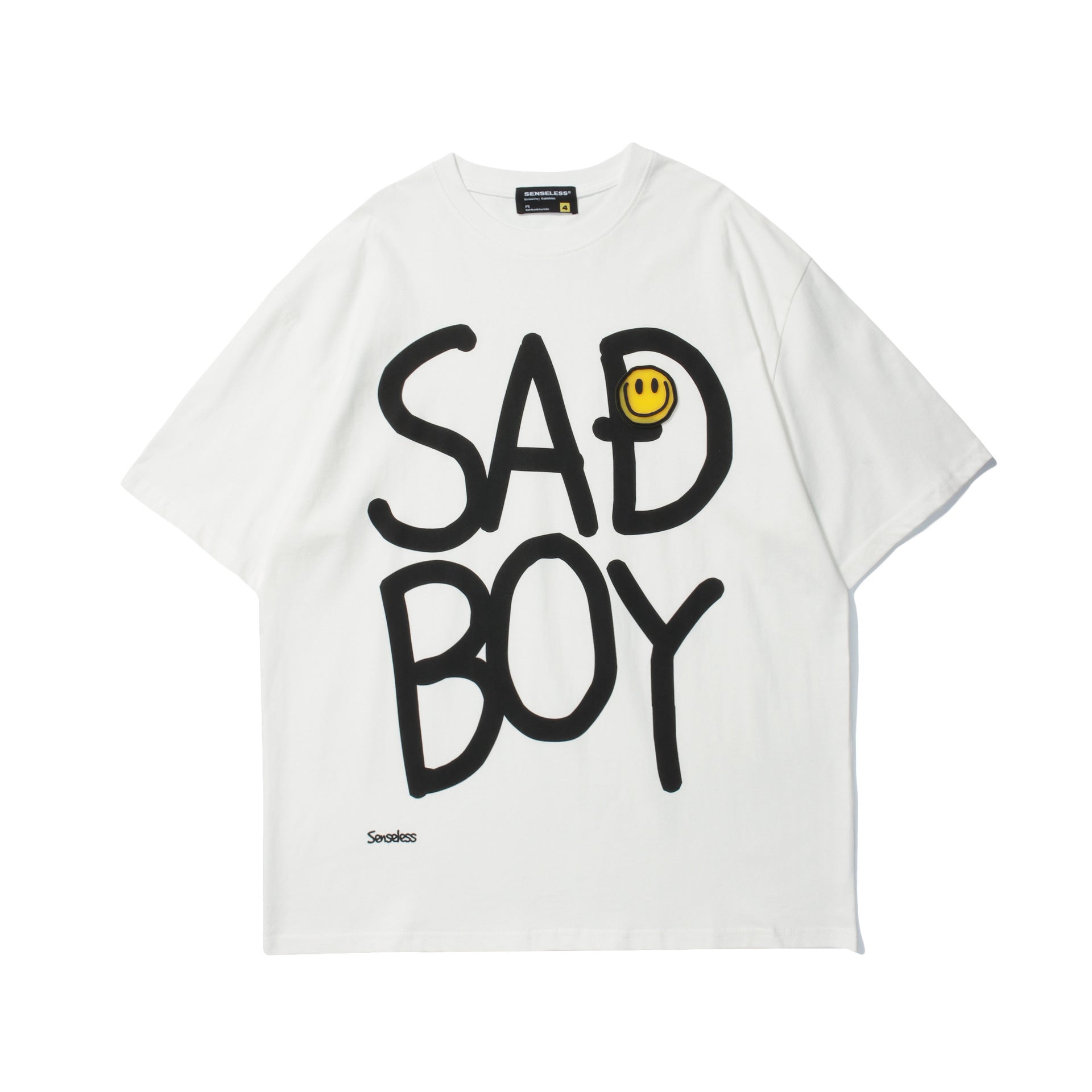 Fun Letters Round Face Expression Luminous Print Short Sleeves - WAlMYe #