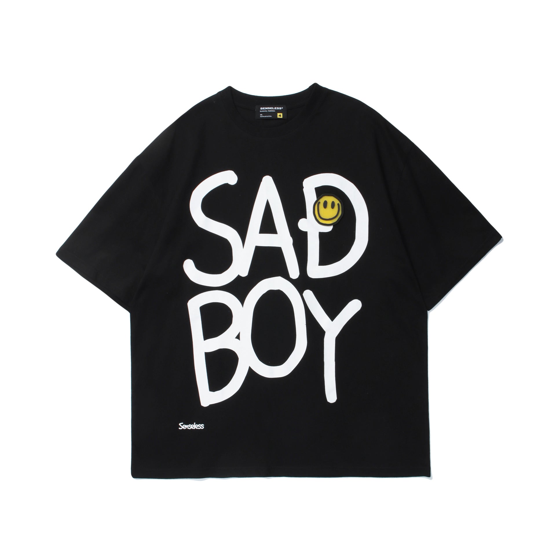 Fun Letters Round Face Expression Luminous Print Short Sleeves - WAlMYe #