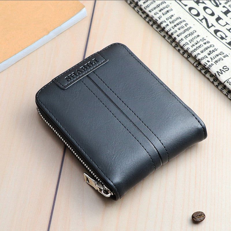 Fashion Men'S Short Wallet, Classic Hot Style, Horizontal Style, Large Capacity Zipper, Multi-Card Business Wallet - WAlMYe #