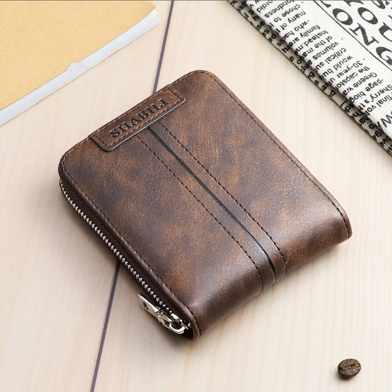 Fashion Men'S Short Wallet, Classic Hot Style, Horizontal Style, Large Capacity Zipper, Multi-Card Business Wallet - WAlMYe #