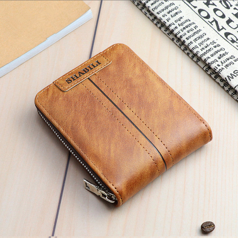 Fashion Men'S Short Wallet, Classic Hot Style, Horizontal Style, Large Capacity Zipper, Multi-Card Business Wallet - WAlMYe #