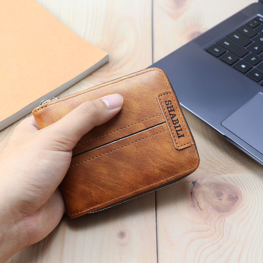 Fashion Men'S Short Wallet, Classic Hot Style, Horizontal Style, Large Capacity Zipper, Multi-Card Business Wallet - WAlMYe #