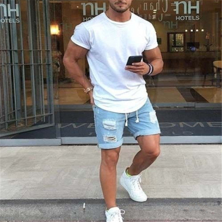 New Style Loose Ripped Jeans Men's Fashion Casual Shorts