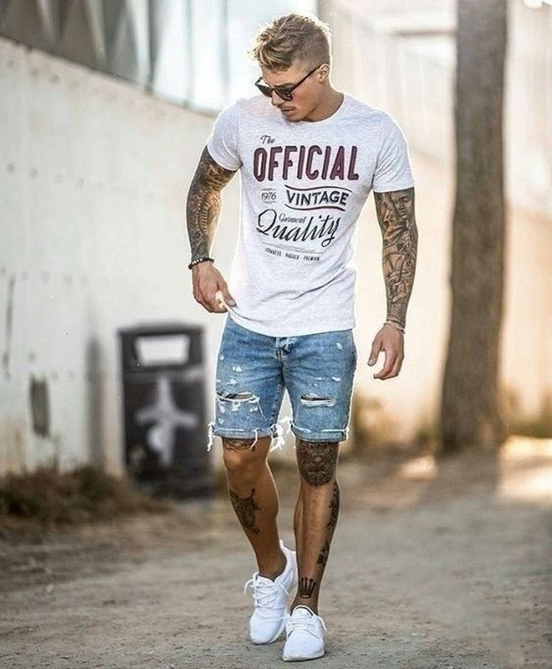 New Style Loose Ripped Jeans Men's Fashion Casual Shorts - WAlMYe #