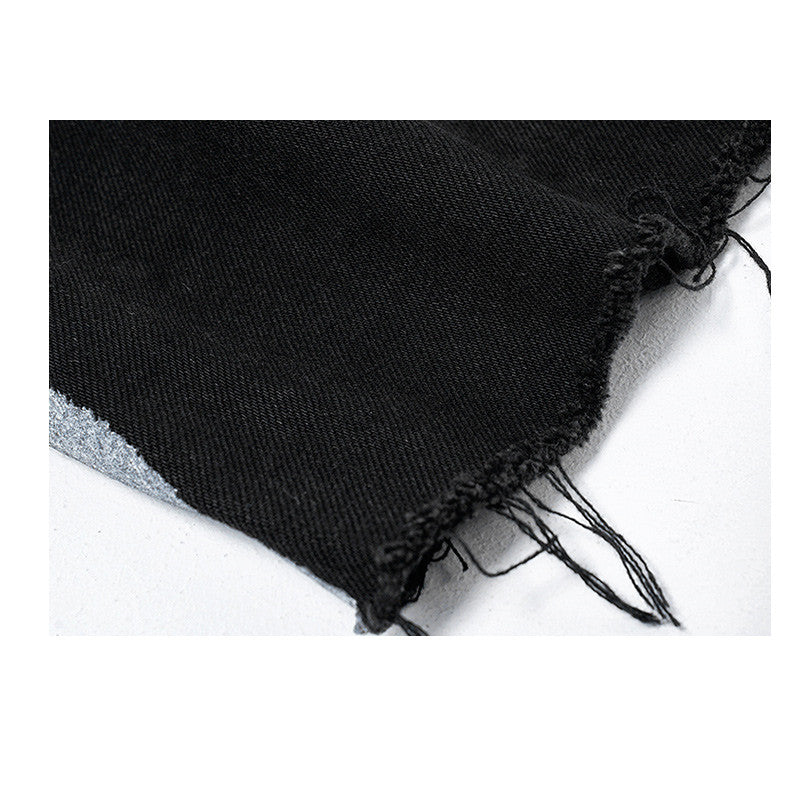 Summer Tide Brand Denim Shorts Male Raw Edge Fashion Vibrato Trend Net Red Casual Pants Washed Bone Print Pants - WAlMYe #