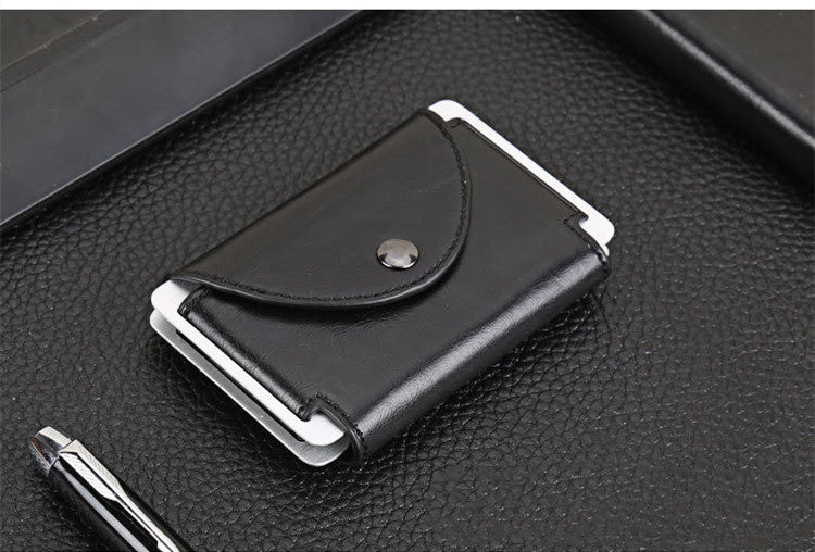 New European And American Crazy Horse Leather Male Card Holder Leather Retro Anti-Degaussing Theft Credit Card Package RFID Aluminum Alloy Credit Card Case - WAlMYe #