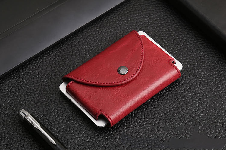 New European And American Crazy Horse Leather Male Card Holder Leather Retro Anti-Degaussing Theft Credit Card Package RFID Aluminum Alloy Credit Card Case - WAlMYe #