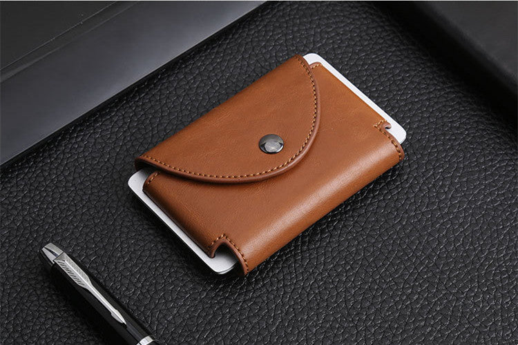 New European And American Crazy Horse Leather Male Card Holder Leather Retro Anti-Degaussing Theft Credit Card Package RFID Aluminum Alloy Credit Card Case - WAlMYe #