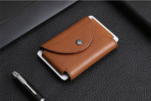 Load image into Gallery viewer, New European And American Crazy Horse Leather Male Card Holder Leather Retro Anti-Degaussing Theft Credit Card Package RFID Aluminum Alloy Credit Card Case
