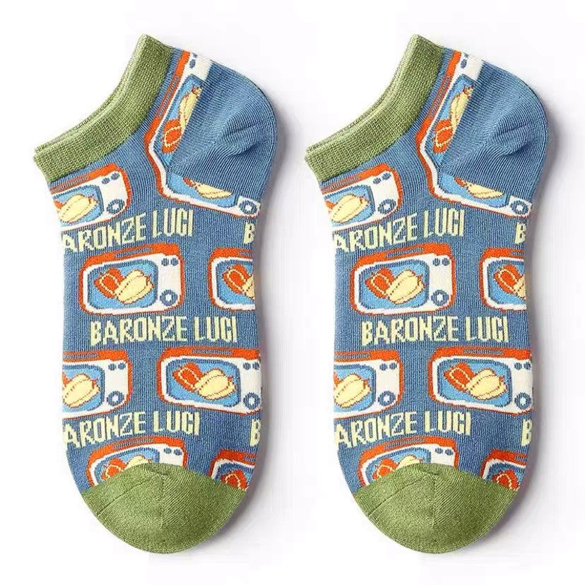 French Cat Illustration Socks Female Cute Cartoon Cat Lolita Illustration Ins Tide Socks Shallow Mouth Socks - WAlMYe #