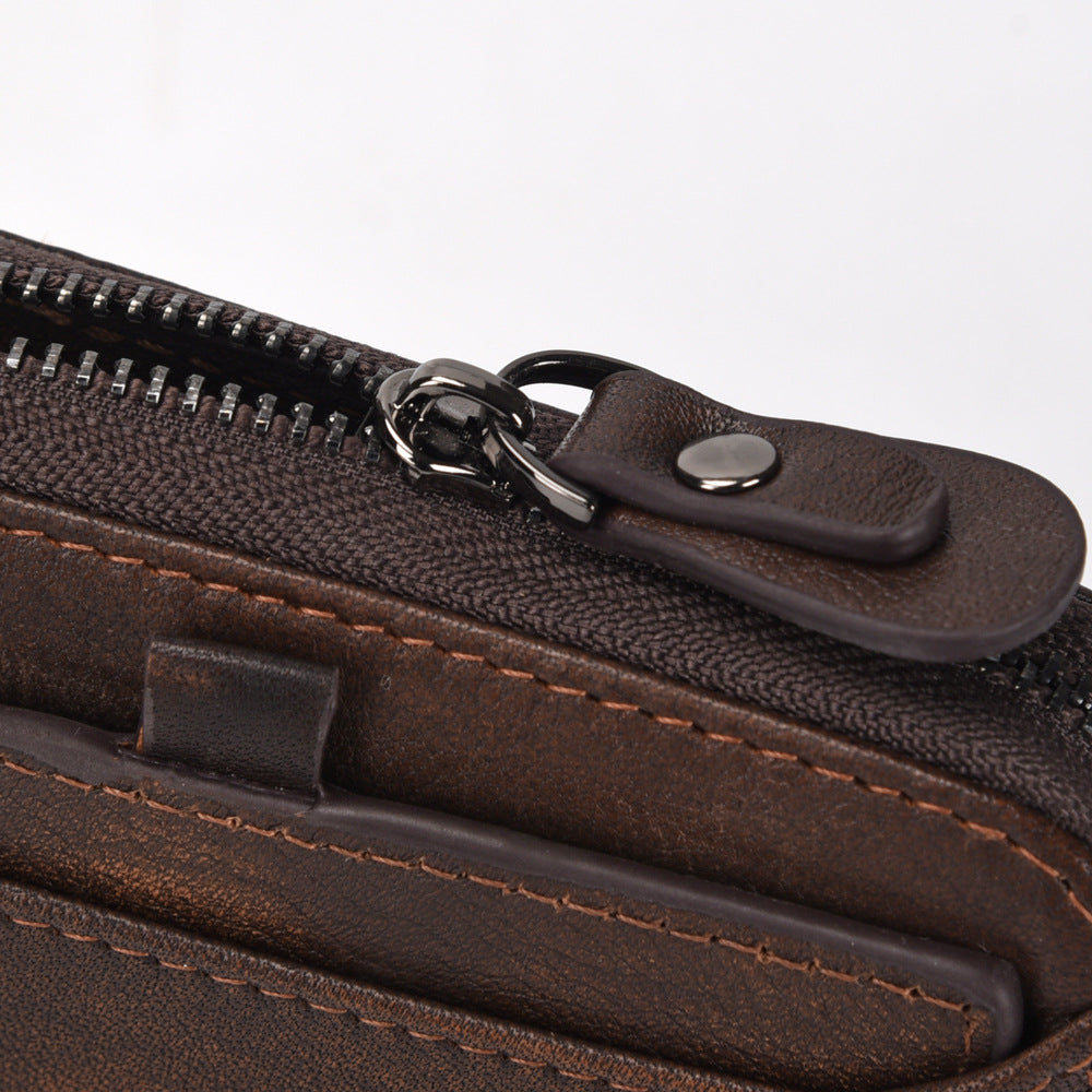 Men'S Short Head Leather Wallet Men'S Retro Wallet Vertical Zipper Leisure Youth Wallet - WAlMYe #