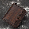 Men'S Short Head Leather Wallet Men'S Retro Wallet Vertical Zipper Leisure Youth Wallet - WAlMYe #