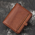 Men'S Short Head Leather Wallet Men'S Retro Wallet Vertical Zipper Leisure Youth Wallet - WAlMYe #