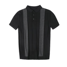 Load image into Gallery viewer, Colorblock Striped Short-Sleeved Lapel T-Shirt
