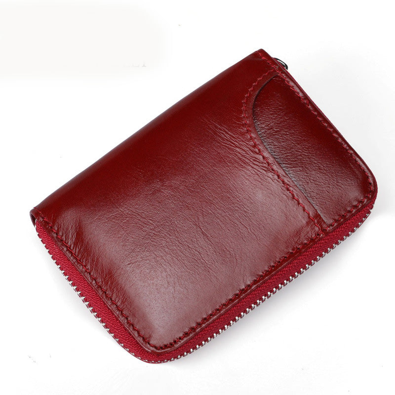 Leather Card Holder Short Rfid Multi-card Organ Card Holder Male And Female First Layer Cowhide Credit Card Holder Zipper - WAlMYe #