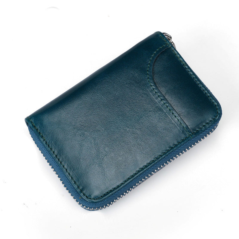 Leather Card Holder Short Rfid Multi-card Organ Card Holder Male And Female First Layer Cowhide Credit Card Holder Zipper - WAlMYe #
