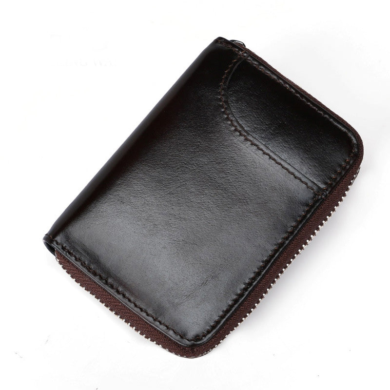 Leather Card Holder Short Rfid Multi-card Organ Card Holder Male And Female First Layer Cowhide Credit Card Holder Zipper - WAlMYe #