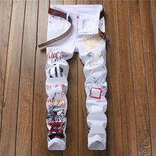 Load image into Gallery viewer, Jeans Slim Graffiti Print Plus Size Trousers Men
