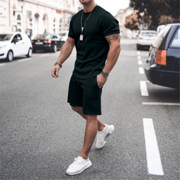 Short-Sleeved Two-Piece Sports Casual Men'S Suit