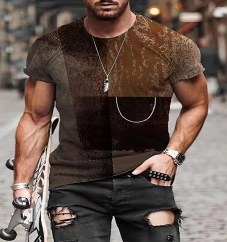 Printed Youth Collarless Sports Summer Color World Thin Short Sleeved T Shirt - WAlMYe #