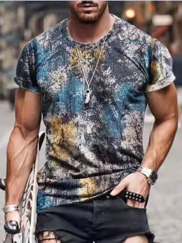 Printed Youth Collarless Sports Summer Color World Thin Short Sleeved T Shirt - WAlMYe #