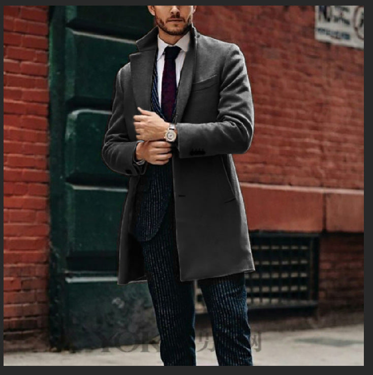 Men's mid-length double-sided woolen coat
