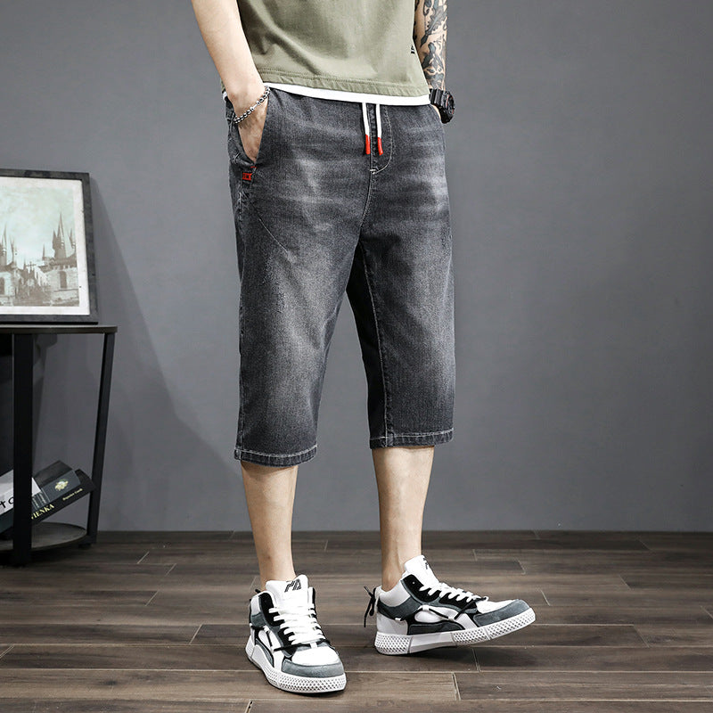 Thin Cropped Jeans Men'S Harlan Korean Style Trendy Large Size Loose