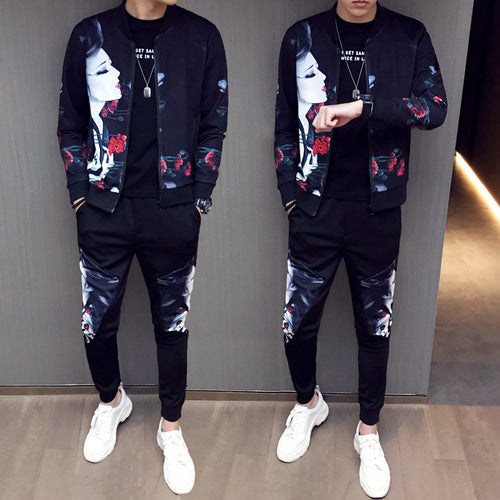 New Jacket Pants Men Tracksuit Moda Hombre Fashion Printing Men's Set Spring Men's Sports Suit 2 Piece Sets Plus Size 5XL - WAlMYe #