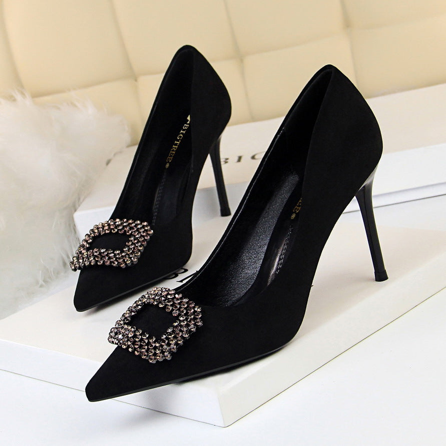 Pointed Rhinestone High Heels - WAlMYe #