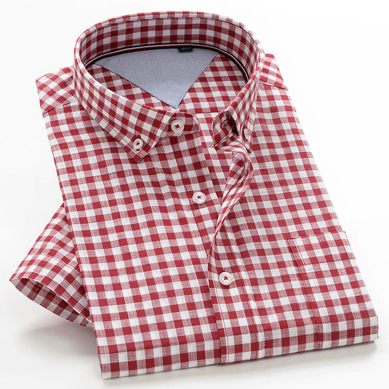 Fat Shirt Men'S Short-Sleeved Summer Large Size Men'S Wear Plus Fat Increase Middle-Aged Men'S Half-Sleeved Thin Loose Cotton Shirt - WAlMYe #