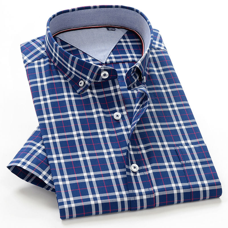 Fat Shirt Men'S Short-Sleeved Summer Large Size Men'S Wear Plus Fat Increase Middle-Aged Men'S Half-Sleeved Thin Loose Cotton Shirt - WAlMYe #