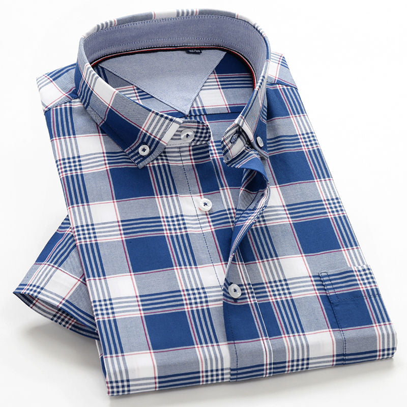 Fat Shirt Men'S Short-Sleeved Summer Large Size Men'S Wear Plus Fat Increase Middle-Aged Men'S Half-Sleeved Thin Loose Cotton Shirt - WAlMYe #