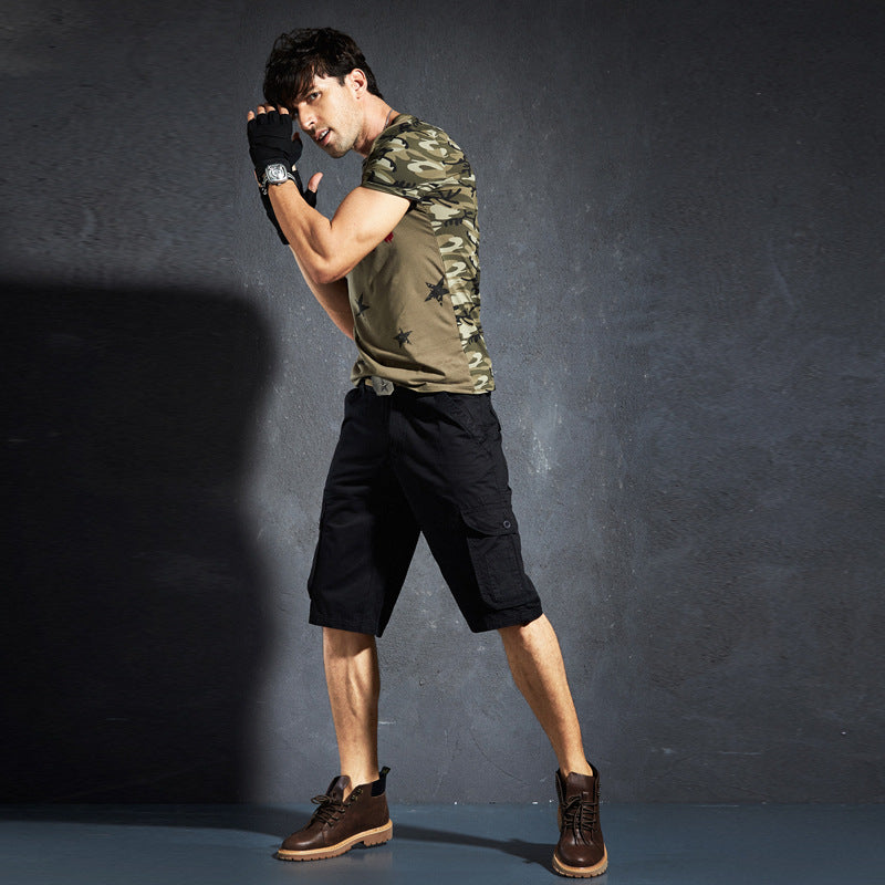 Classic Casual Workwear Five-Point Pants Loose Cotton Multi-Pocket Youth Casual Men - WAlMYe #