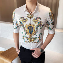Load image into Gallery viewer, British Style Men&#39;S Sleeve Shirt European And American Casual Floral Shirt Simple Style Youth Self-Cultivation
