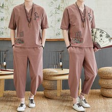 Load image into Gallery viewer, Embroidered Retro Cotton And Linen Short-sleeved T-shirt Casual Loose Trend Tang Suit - WAlMYe #
