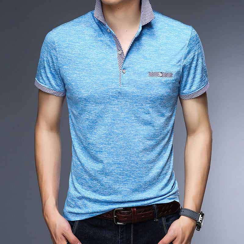 Men's Short Sleeved T Shirt New Style Top Lapel Loose Shirt Collar Polo Shirt - WAlMYe #