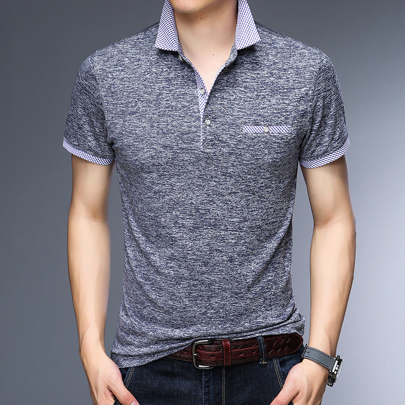 Men's Short Sleeved T Shirt New Style Top Lapel Loose Shirt Collar Polo Shirt - WAlMYe #