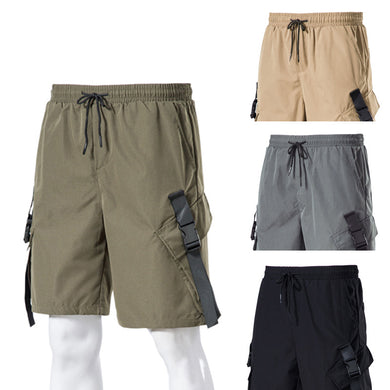 Men's New Solid Color Casual Overalls Shorts Five Minutes Pants - WAlMYe #