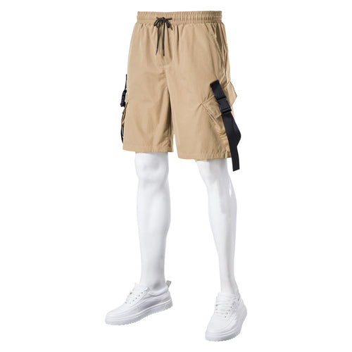 Men's New Solid Color Casual Overalls Shorts Five Minutes Pants - WAlMYe #