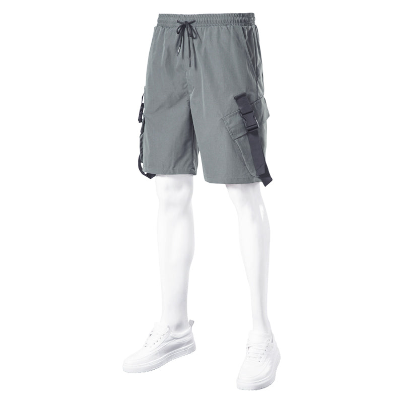 Men's New Solid Color Casual Overalls Shorts Five Minutes Pants - WAlMYe #