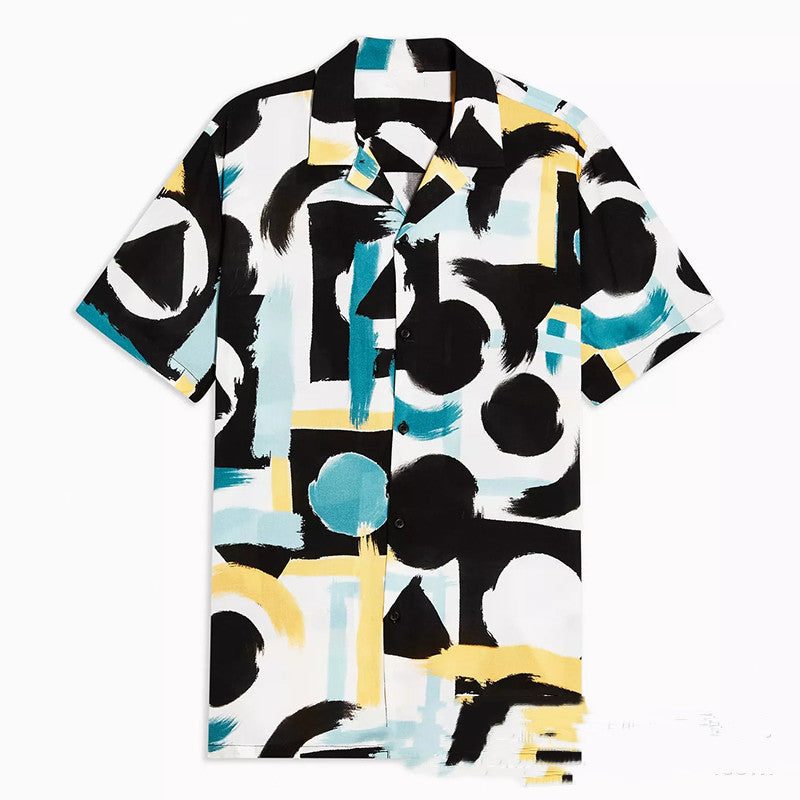 Summer Print Shirt Men's Short-sleeved Street Shirt - WAlMYe #