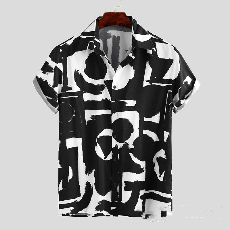 Summer Print Shirt Men's Short-sleeved Street Shirt - WAlMYe #