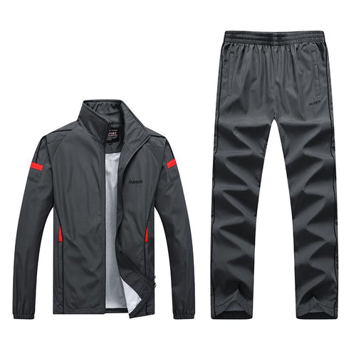 Spring And Autumn New Men'S Casual Sports Suit Middle-Aged And Elderly Running Sportswear Two-Piece Dad Outfit - WAlMYe #