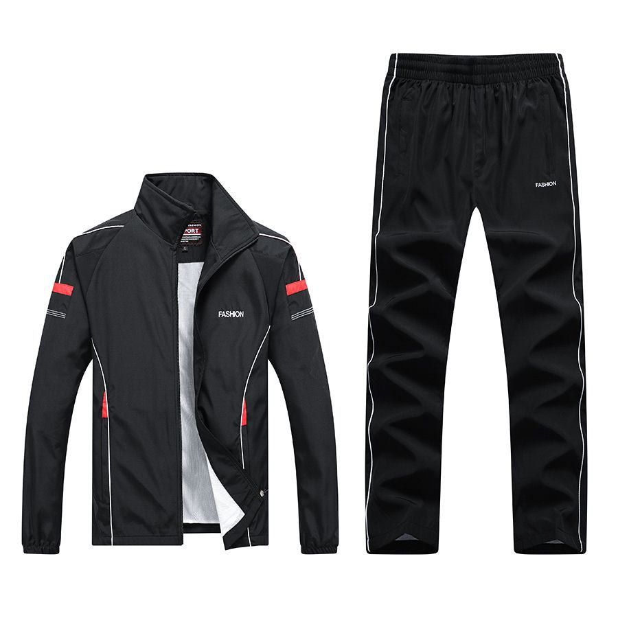Spring And Autumn New Men'S Casual Sports Suit Middle-Aged And Elderly Running Sportswear Two-Piece Dad Outfit