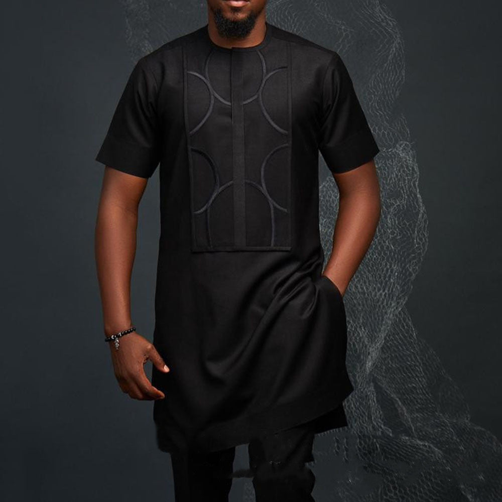 African Ethnic Style Short Sleeve Medium Length Shirt T-Shirt
