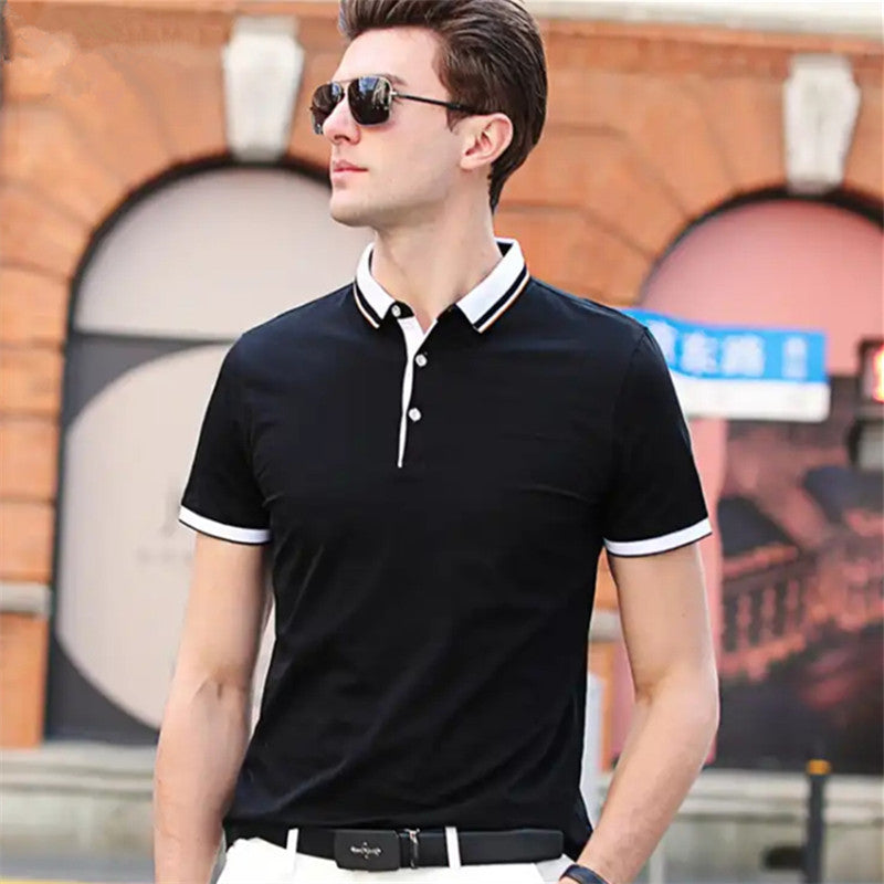 Short-sleeved T-shirt Men's Summer Thin Ice Mercerized Cotton Solid Color Fashion