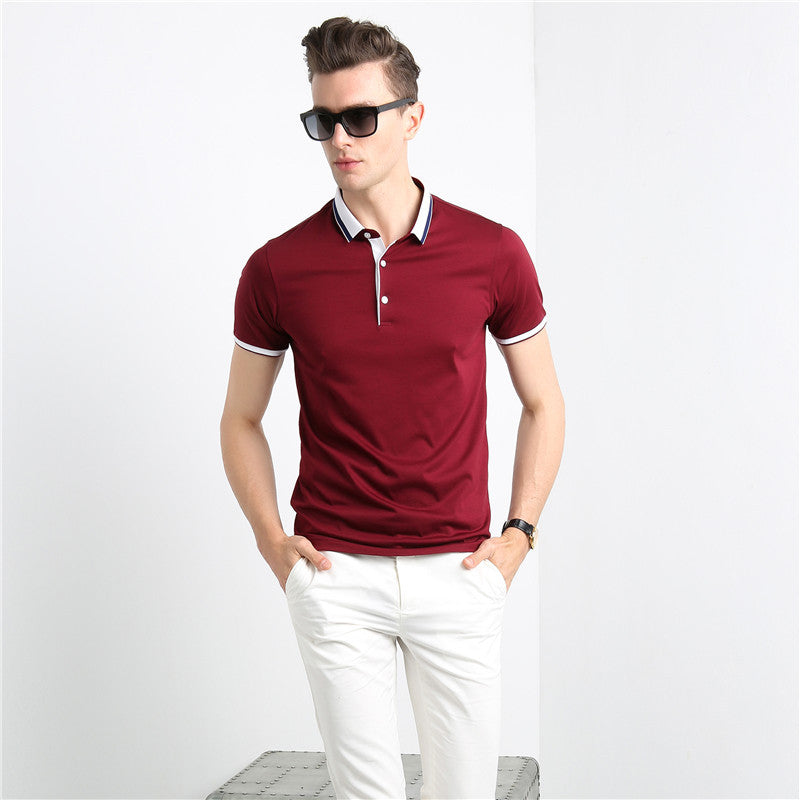 Short-sleeved T-shirt Men's Summer Thin Ice Mercerized Cotton Solid Color Fashion - WAlMYe #