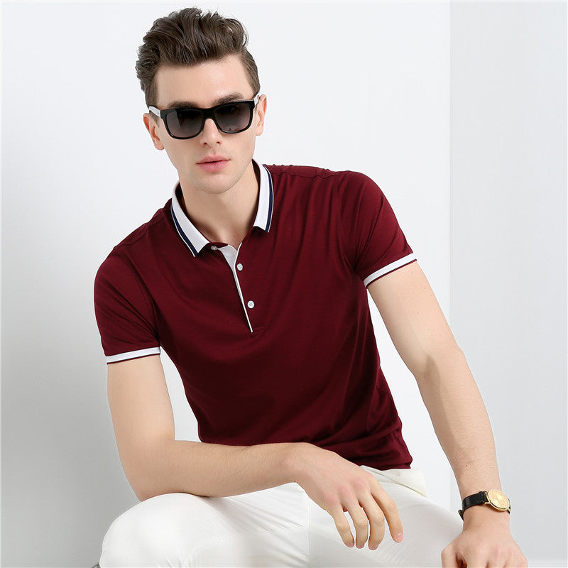 Short-sleeved T-shirt Men's Summer Thin Ice Mercerized Cotton Solid Color Fashion - WAlMYe #
